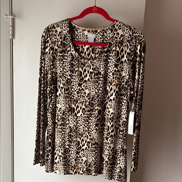 Chico's Tops - Chico's Brown and Black Long Sleeve Tee